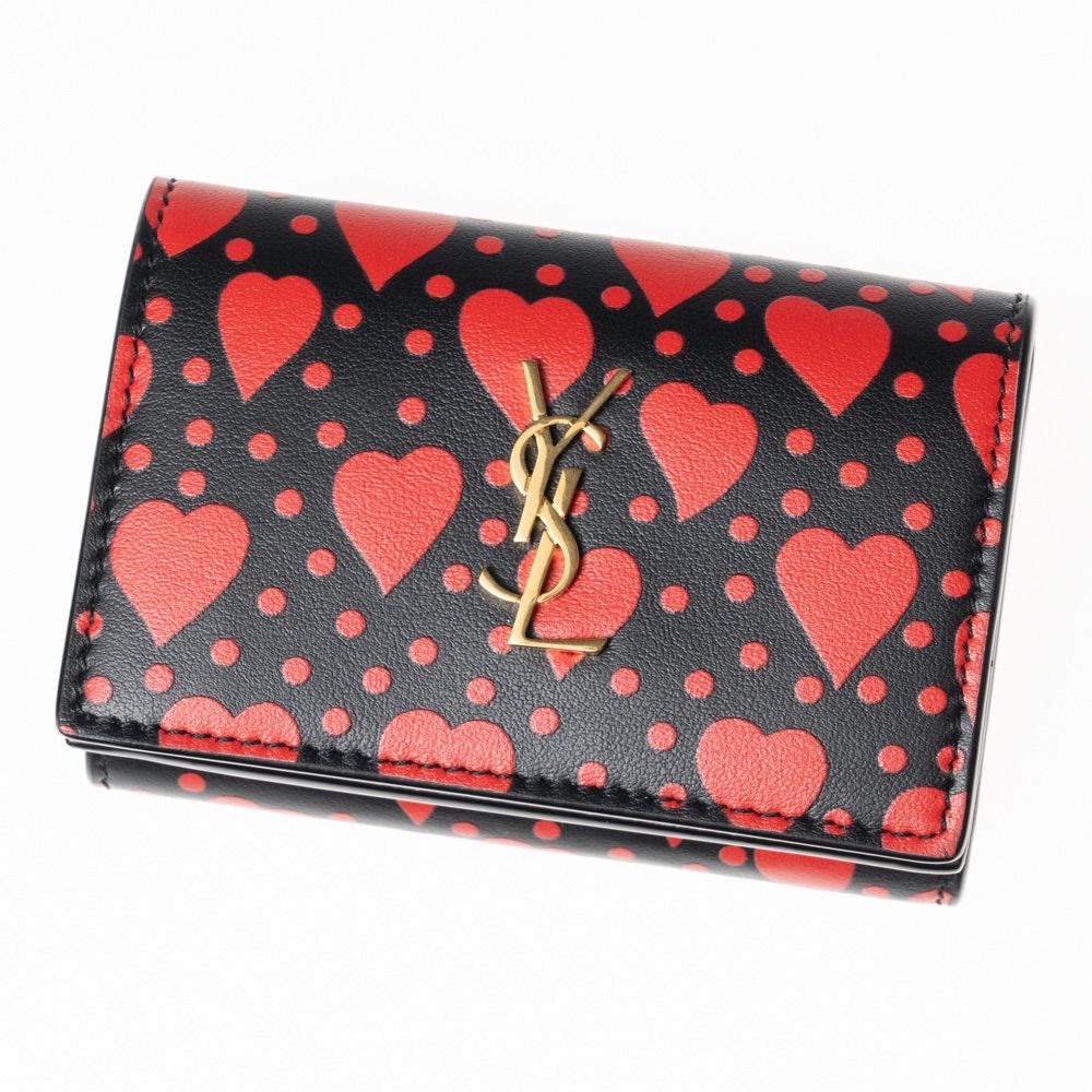 サンローラン パリ 財布 ミニ財布 三つ折り財布 ハート柄 SAINT