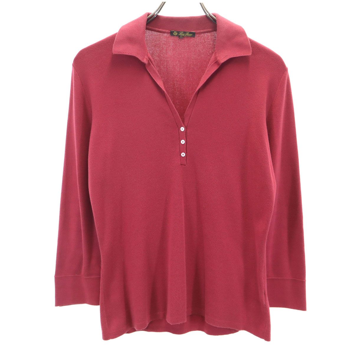 Loro Piana / ポロシャツ/L/コットン/RED 古着 Loro Piana ロロピアーナ イタリア製 7分袖 オープンカラー