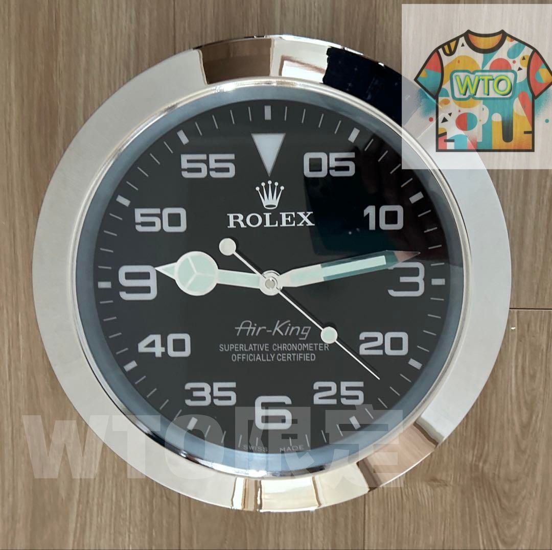 海外販促品 新品 ROLEX掛け時計 エアキング シルバー/ブラック