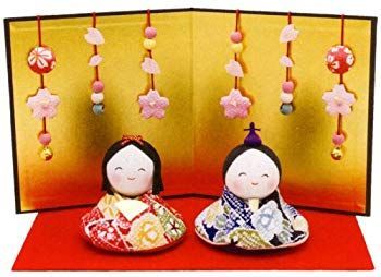 未使用・未開封品) 『おすまし福雛 花屏風付き』 手作りちりめん細工