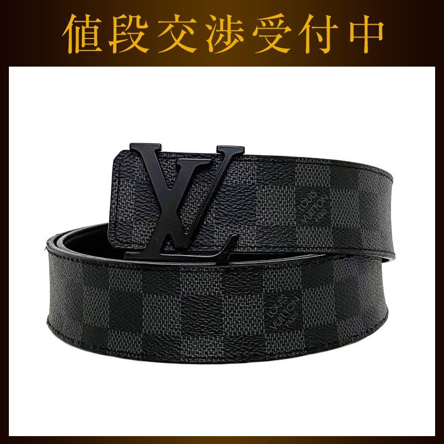 LOUIS VUITTON◇サンチュール・LVイニシアル/ベルト/--/BLK/無地