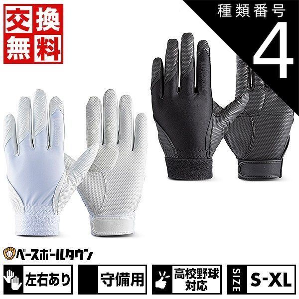 【新品未使用】種類4:ホワイト/左手/XL  野球 守備用手袋 片手用 大人 ウィルソン WL-1P 守備用グラブ パッド入り 右手用 左手用 水洗い可 高校野球対応 守備手 2024年NEWモデル WB575