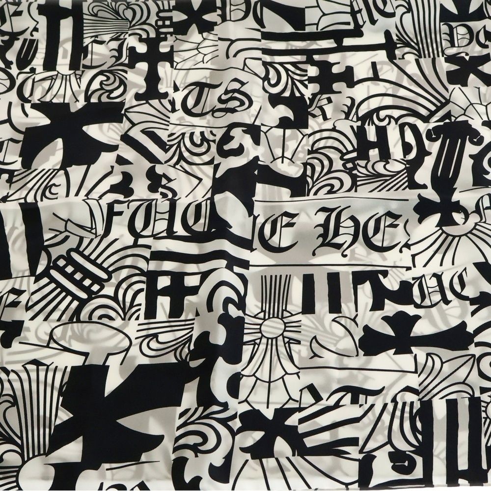 CHROME HEARTS クロムハーツ CH SILK SCARF 総柄 シルクスカーフ ホワイト