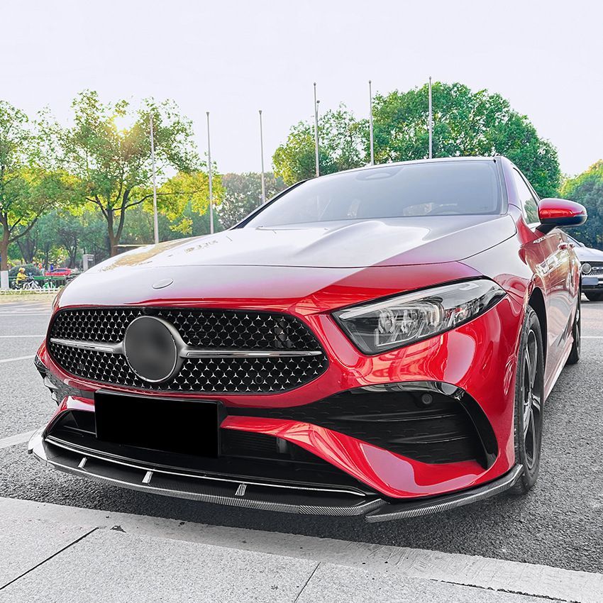 メルセデスベンツ Aクラス W177 A180 A200 A35 AMG 2025 フロントリップスポイラー ABS製 ピアノブラック カーボン調