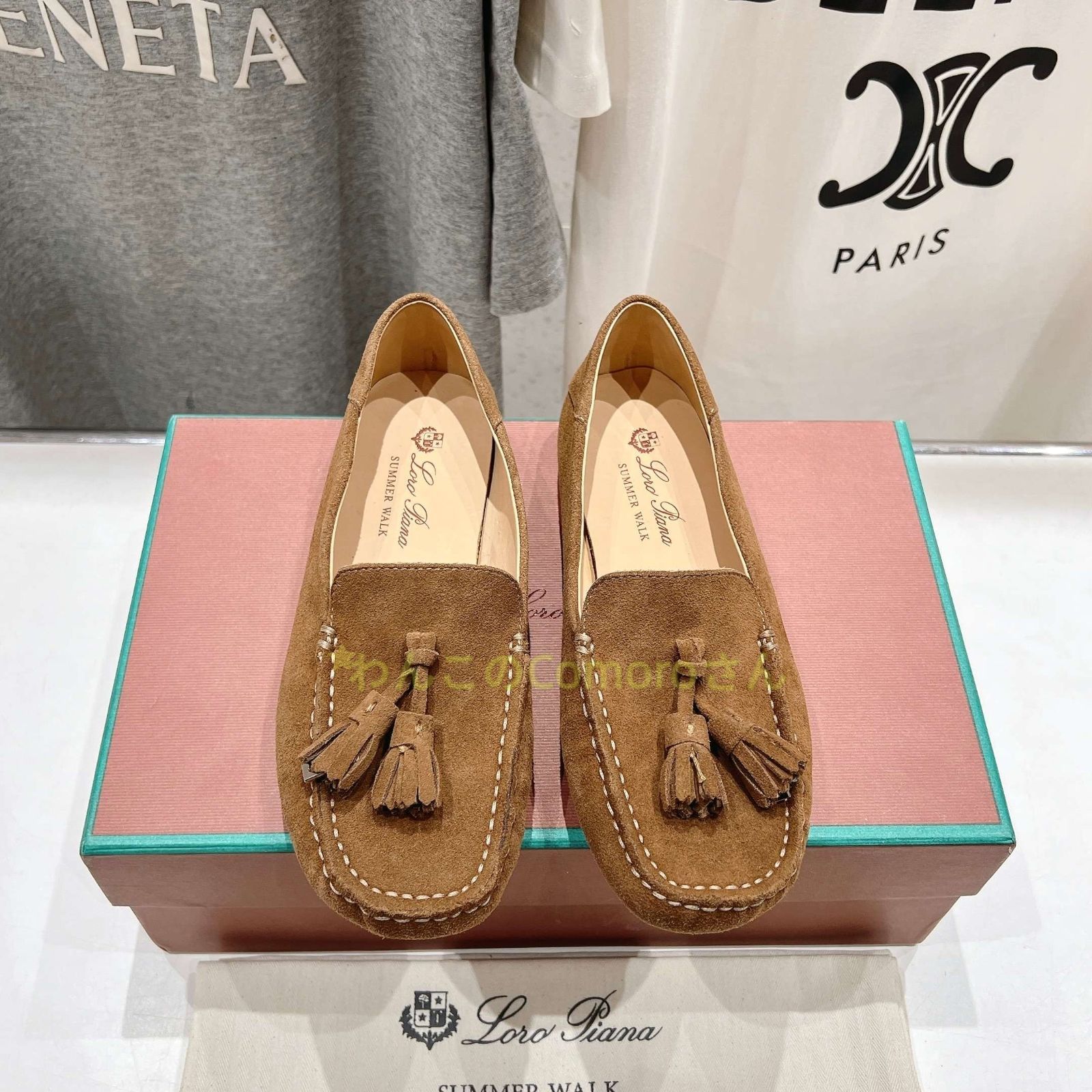  ブラウン23.0～24.5 cm ロロピアーナレディース サマーウォーク スエード タッセル ローファー スエードレザーコンフォート ローファー 革靴 靴