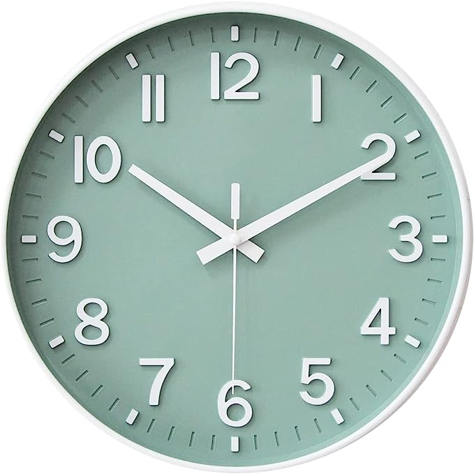 緑-1 掛け時計 電波時計 おしゃれ 北欧 連続秒針 静音 壁掛け時計 夜間秒針停止 掛時計 自宅 寝室 部屋飾り 贈り物 インテリア 大数字  見やすい 30cm (オフホワイト) (緑-1) ::31408
