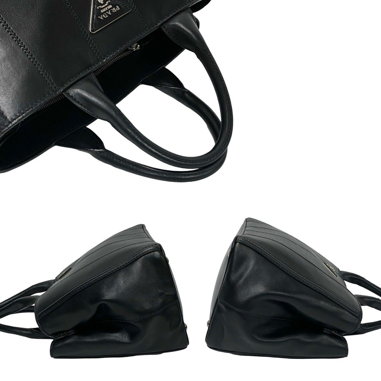 ほぼ未使用 希少品 PRADA プラダ ロゴ 金具 カナパ レザー 本革 2way 