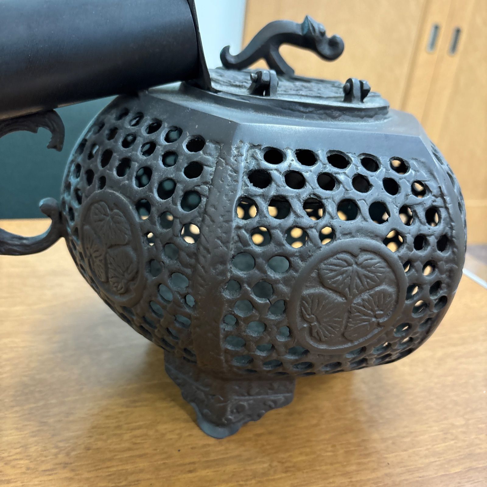 大明宣徳 矢立 香炉 レトロ 置物 特大 葵紋 矢立 香炉 龍 鳳凰 大明宣