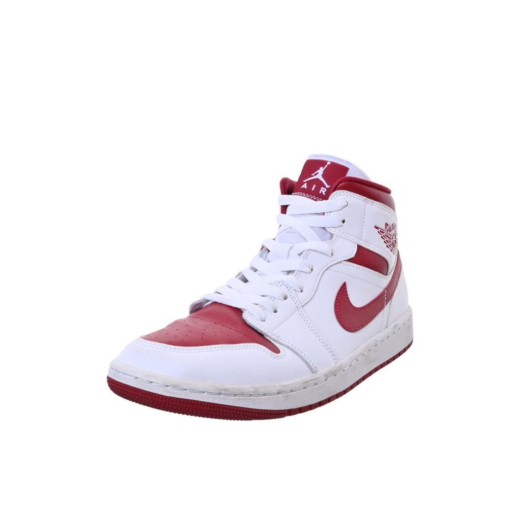 NIKE AIR JORDAN 1 MID WHITE/POMEGRANATE スニーカー 27.5cm ホワイト ナイキ