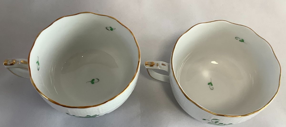 ヘレンド アポニーグリーン カップ、ソーサー、デザートプレート 6点
