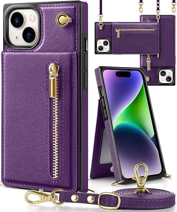 YIHARA iphone 15 ケース手帳型 iphone 15 スマホ ケース 財布型 iPhone 15 適用 携帯ケース 肩掛け 首かけ 斜めがけ ショルダー アイフォン15ケース手帳型 背面 カード収納 ストラップ付き 上下開 長