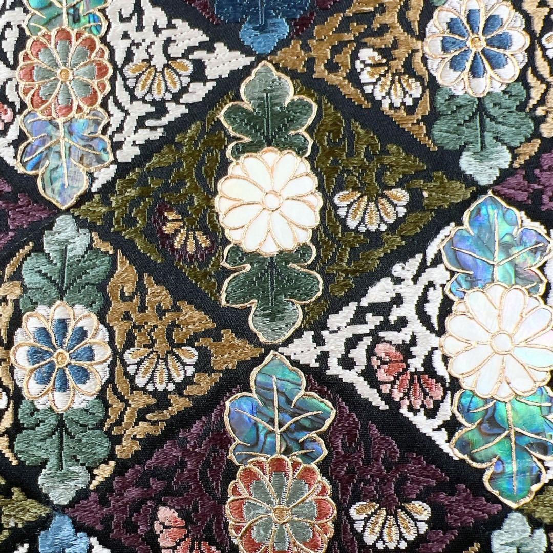 藤本隆士 袋帯 螺鈿 花模様 菱 華紋 着物034w - メルカリ