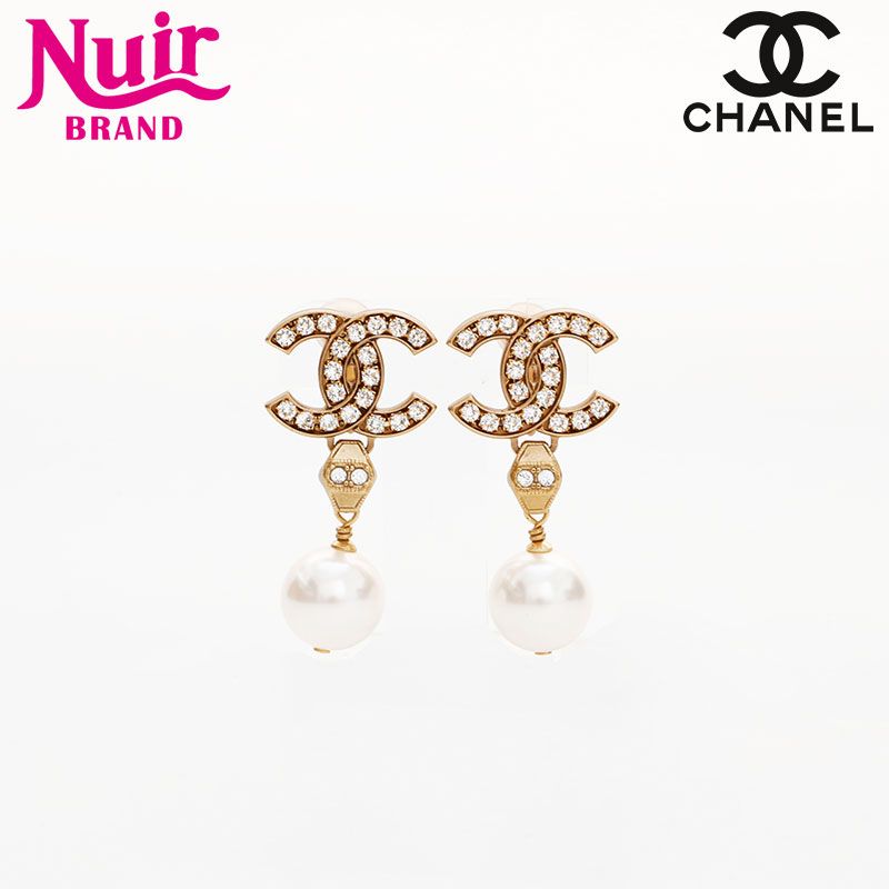CHANEL シャネル イヤリング 21C 2021年 ココマーク パール ラインストーン ドロップ