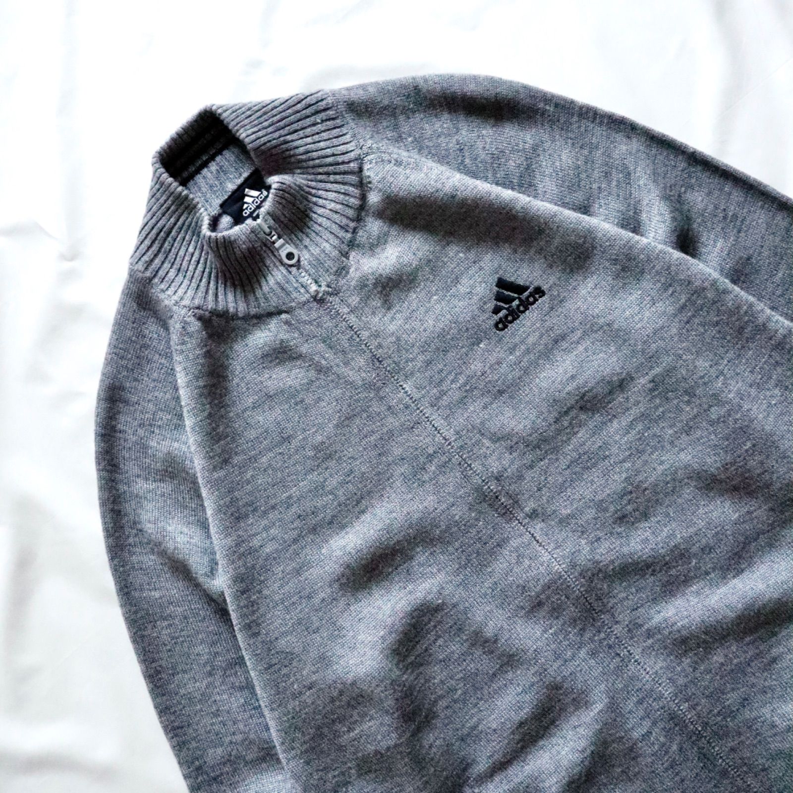 ADIDAS 00s Y2K Drivers Knit Cardigan Gray アディダス ドライバーズ