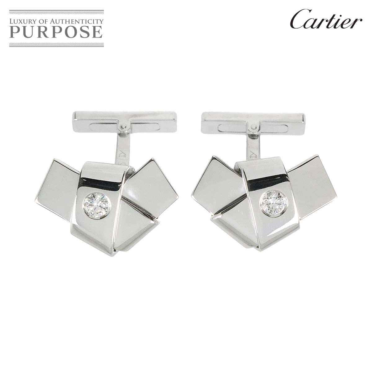 カルティエ Cartier ノット ダイヤ カフス K18 WG ホワイトゴールド 750 カフスリンク Cufflinks 90235024 -  メルカリ