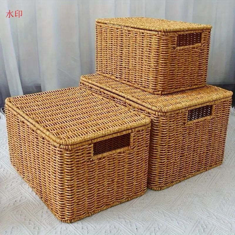 天然素材 編み込みバスケット 天然素材編み込みバスケット2個セット 人気商品 観葉植物 収納 カゴ 園芸