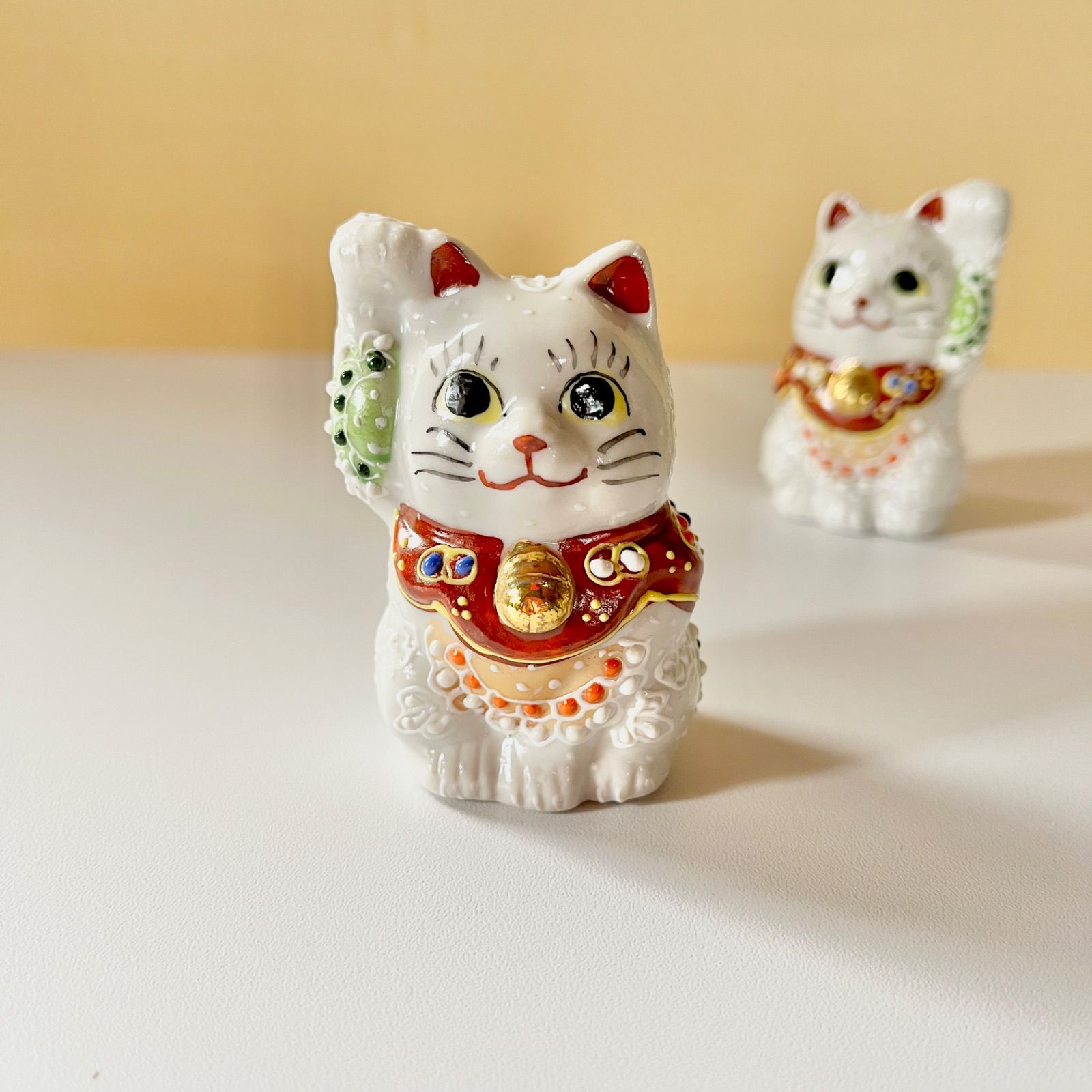 新品招き猫九谷焼盛絵付けペア