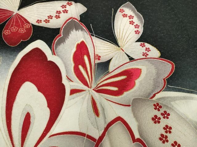 平和屋着物○豪華振袖 紅型 花蝶文 暈し染め 金彩 正絹 逸品