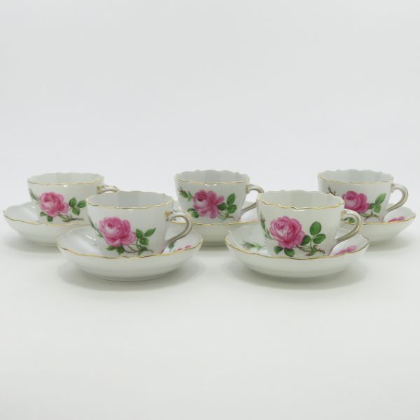 Meissen マイセン　ピンクローズ　プレート 未使用】Meissen マイセン ピンクローズ 21.5cm プレート 薔薇