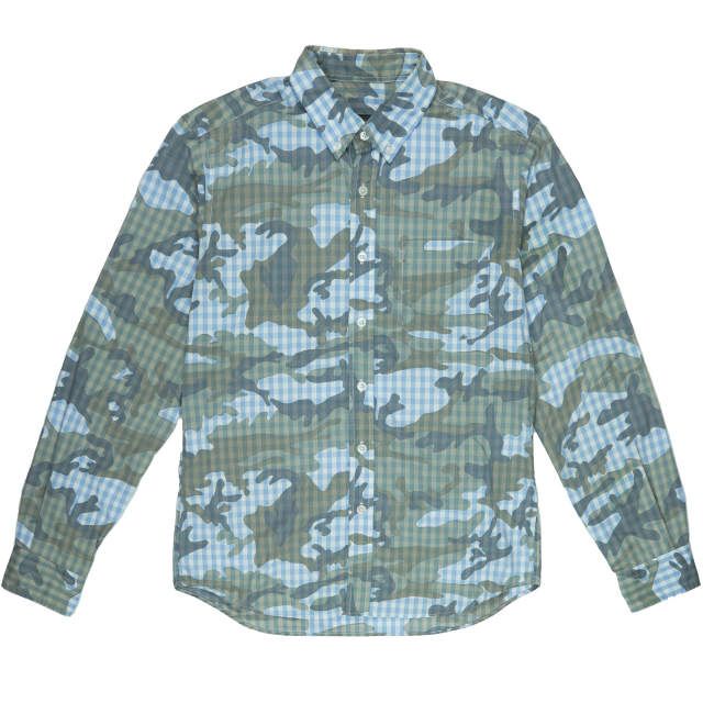 SOPHNET. ソフネット カモフラージュオーバープリントBDシャツ S