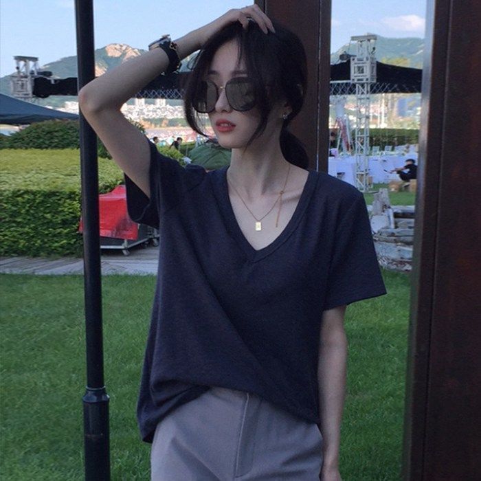 トップス Tシャツ カットソー 袖あり 半袖 クルーネック 大人可愛い きれいめ シンプル カジュアル 大人 上品 おしゃれ かっこいい 大人女子 こなれ感 ラフ Tシャツ レディース Vネック カットソー 無地 半袖 トップス