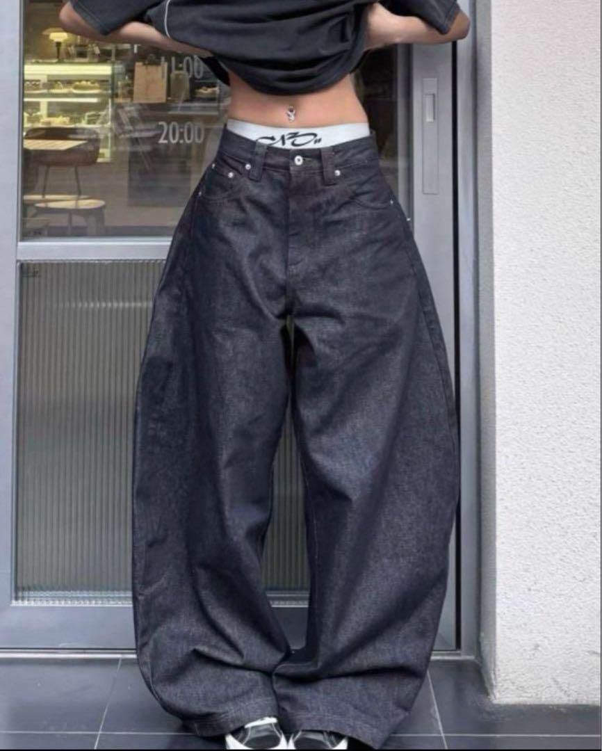 バルーンデニム　acne studios jaded london風　y2k バルーンデニム リジットデニム jaded london バギーデニム y2k