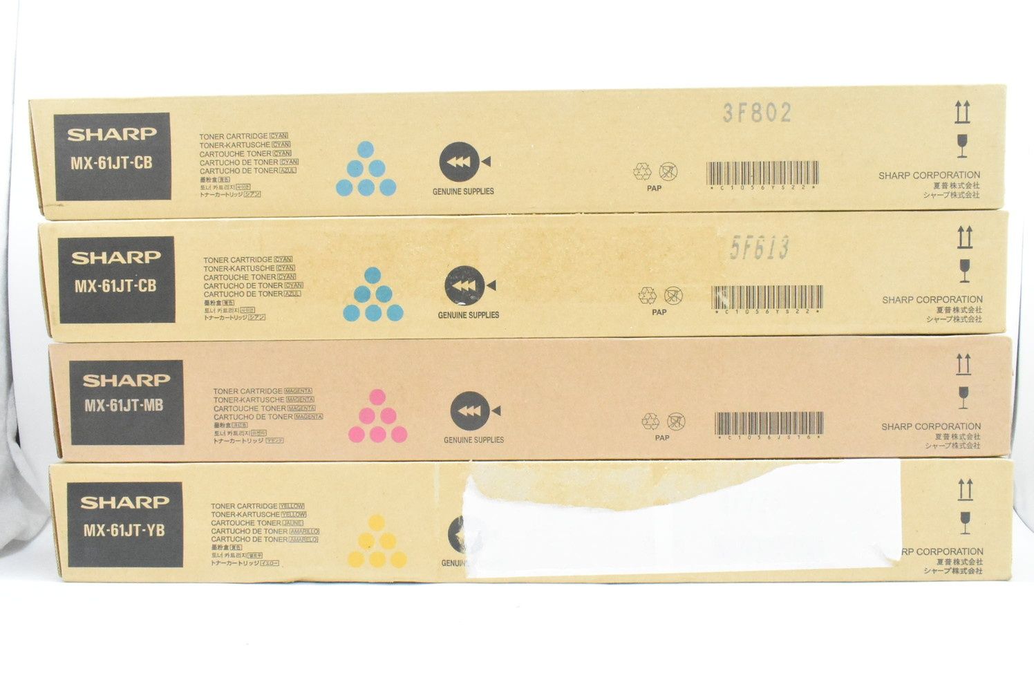 シャープ 純正 トナー MX-61JT 3色4本 シアン マゼンタ イエロー Bタイプ SHARP ITJDULMUB1IQ-D-N08-byebye