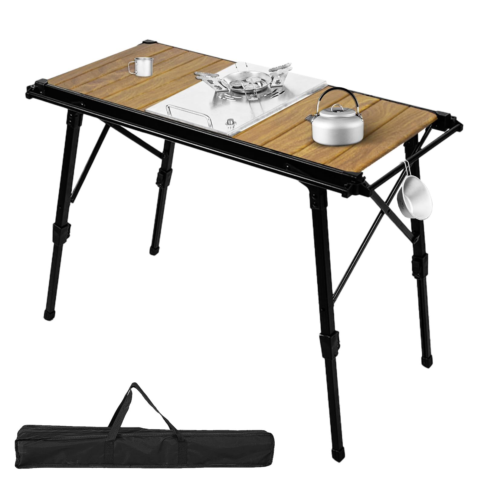 耐熱 焚き火テーブル アルミ table camping BBQ 収納袋付き30㎏荷重 テーブル テーブル テーブル バーベキュー コンパクト 頑丈 簡単便利 高さ調節 軽量 折り畳み Panovol キャンプ用品 アウトドア テーブル 15秒組立!! IGT