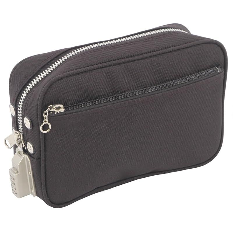 鍵のいらない鍵付バッグ 鍵付セキュリティポーチ SED-1錠付こっそり泥棒対策 現金パスポート収納 SED13063 黒 0