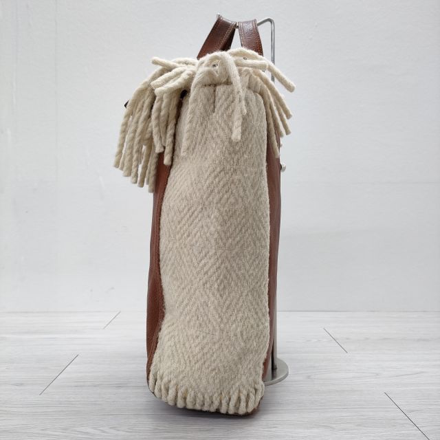 ebagos レザーウールトートバッグ フリンジ 革 Sheep-Wool-Sweater SWS 