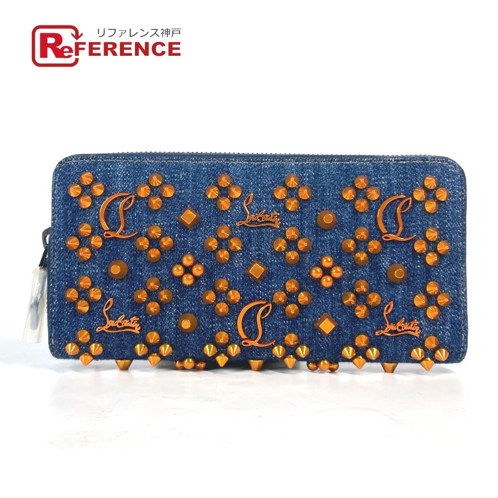 クリスチャンルブタン 長財布 ロゴ スパイクスタッズ 1225272 デニム Christian Louboutin クリスチャンルブタン 長財布 ロゴ スパイク
