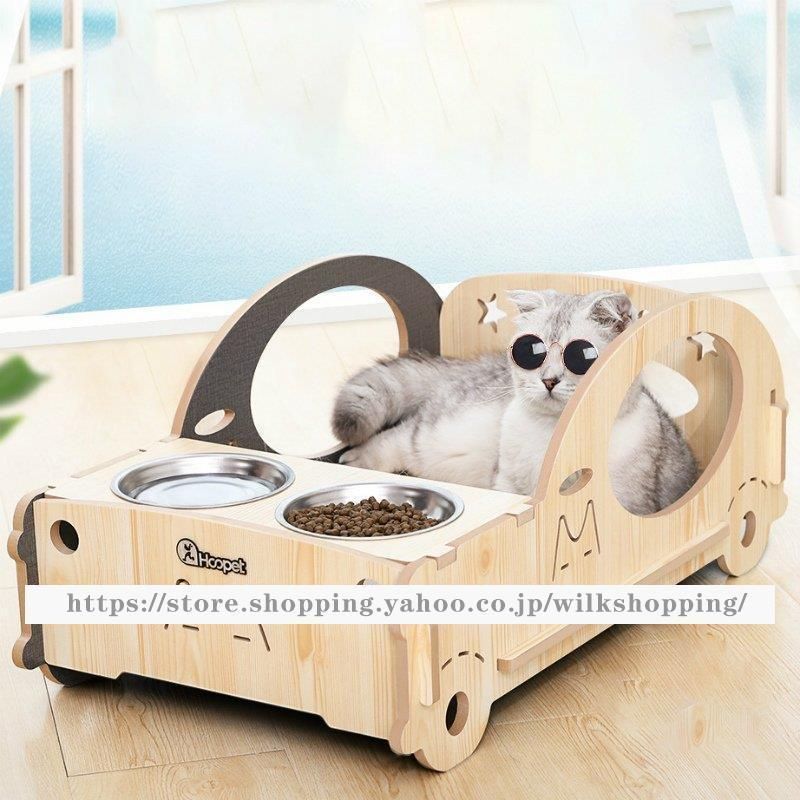 ペット用品 ペットグッズ 食器 餌入れ 水入れ ごはん お皿 ベット ウッド調 車 ナチュラル ベージュ シルバー女子会 ハイセンス 安心 きれい ドッグ| akb27