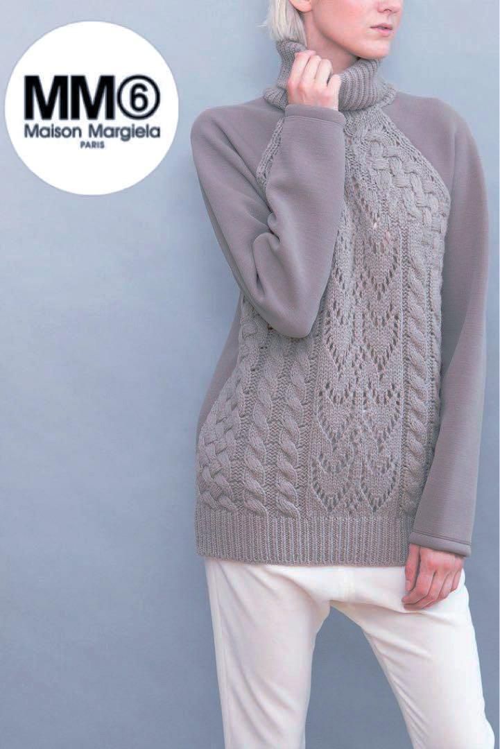 美品/希少□MM6/マルジェラ アルパカ混 ドッキング ニット/スウェット  