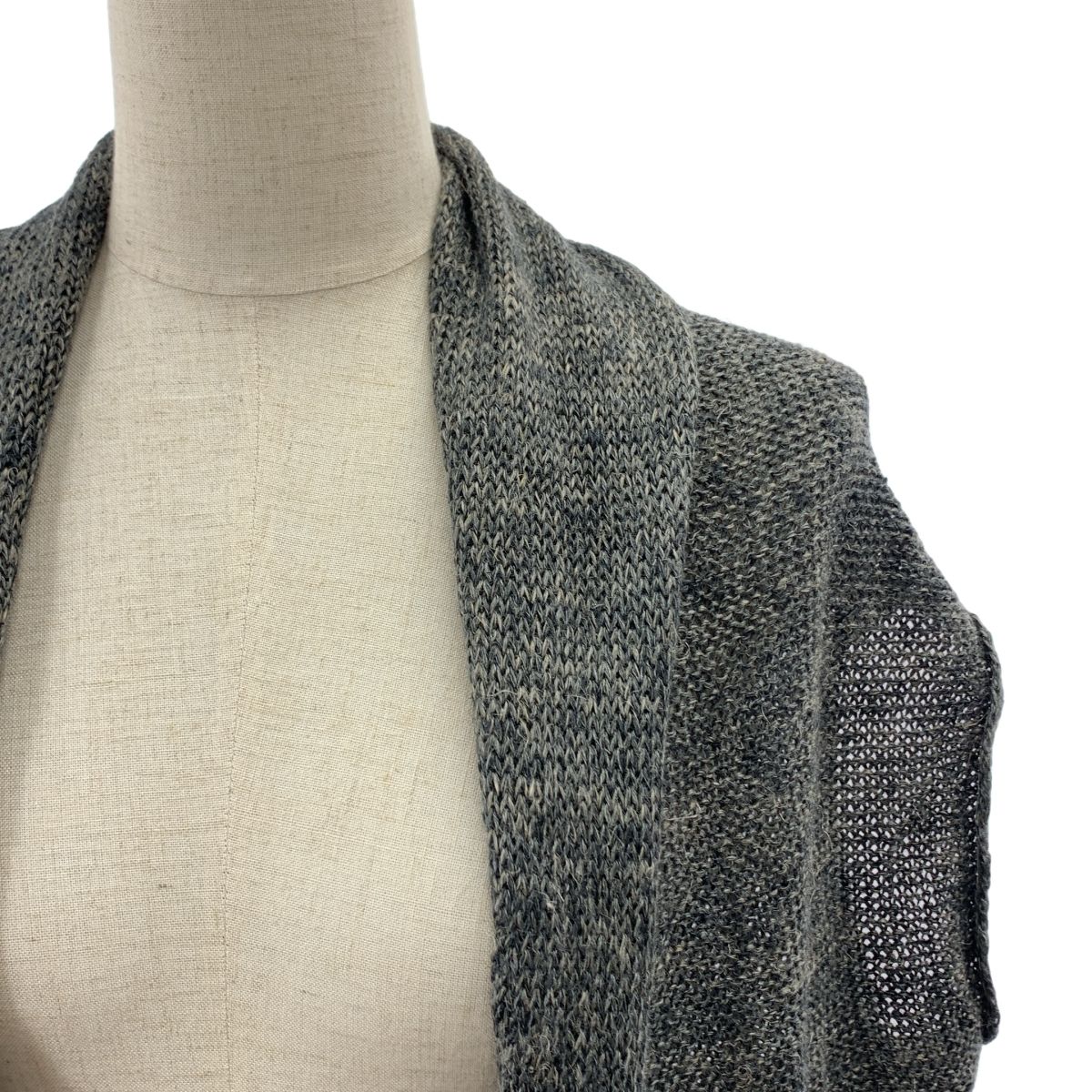 【美品】  DANIELA GREGIS / ダニエラグレジス | リネン ボタンレス ニット カーディガン | F | ダークグレー | レディース 美品】 DANIELA GREGIS / ダニエラグレジス | リネン ボタンレス