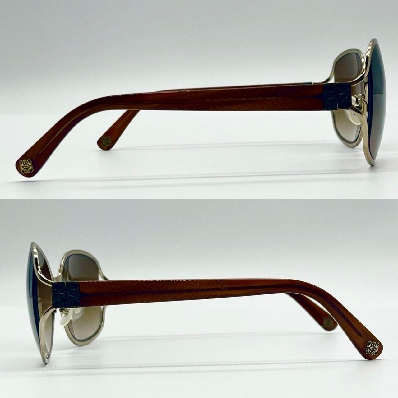 ロエベ サングラス メタル プラスチック シルバー ブラウン 美品 70908  