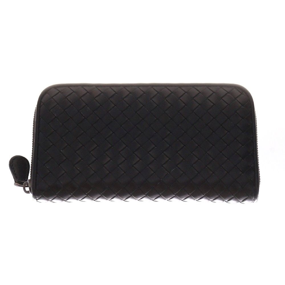 BOTTEGA VENETA ボッテガヴェネタ イントレチャート ラウンドファスナー長財布 ブラック レザー