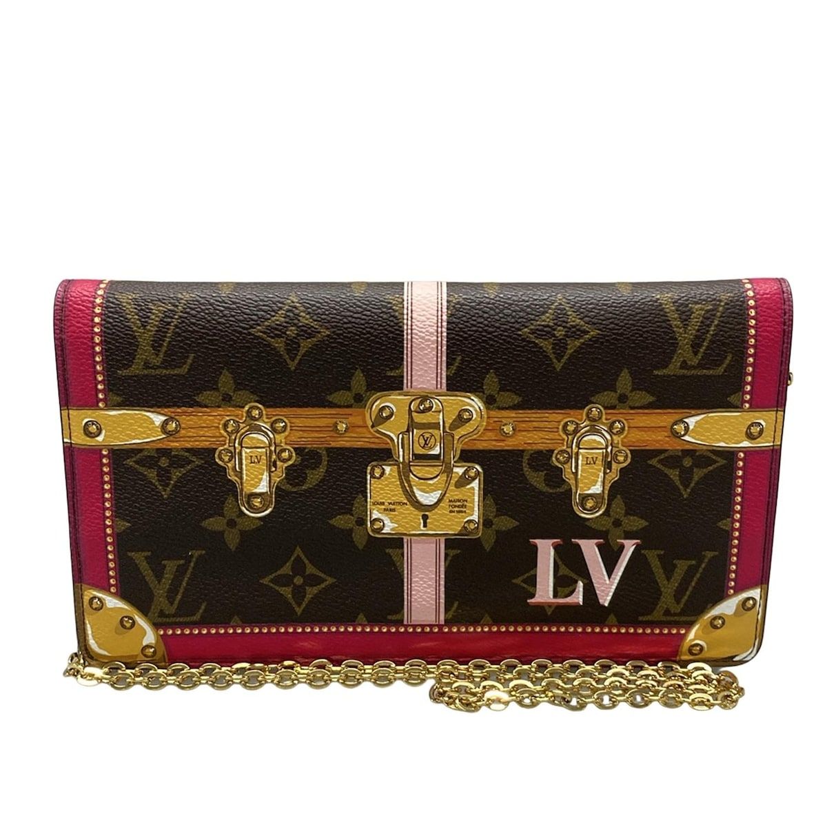 LOUIS VUITTON ルイヴィトン 財布 サマートランク モノグラム ポシェット ウィークエンド M62456 フューシャピンク
