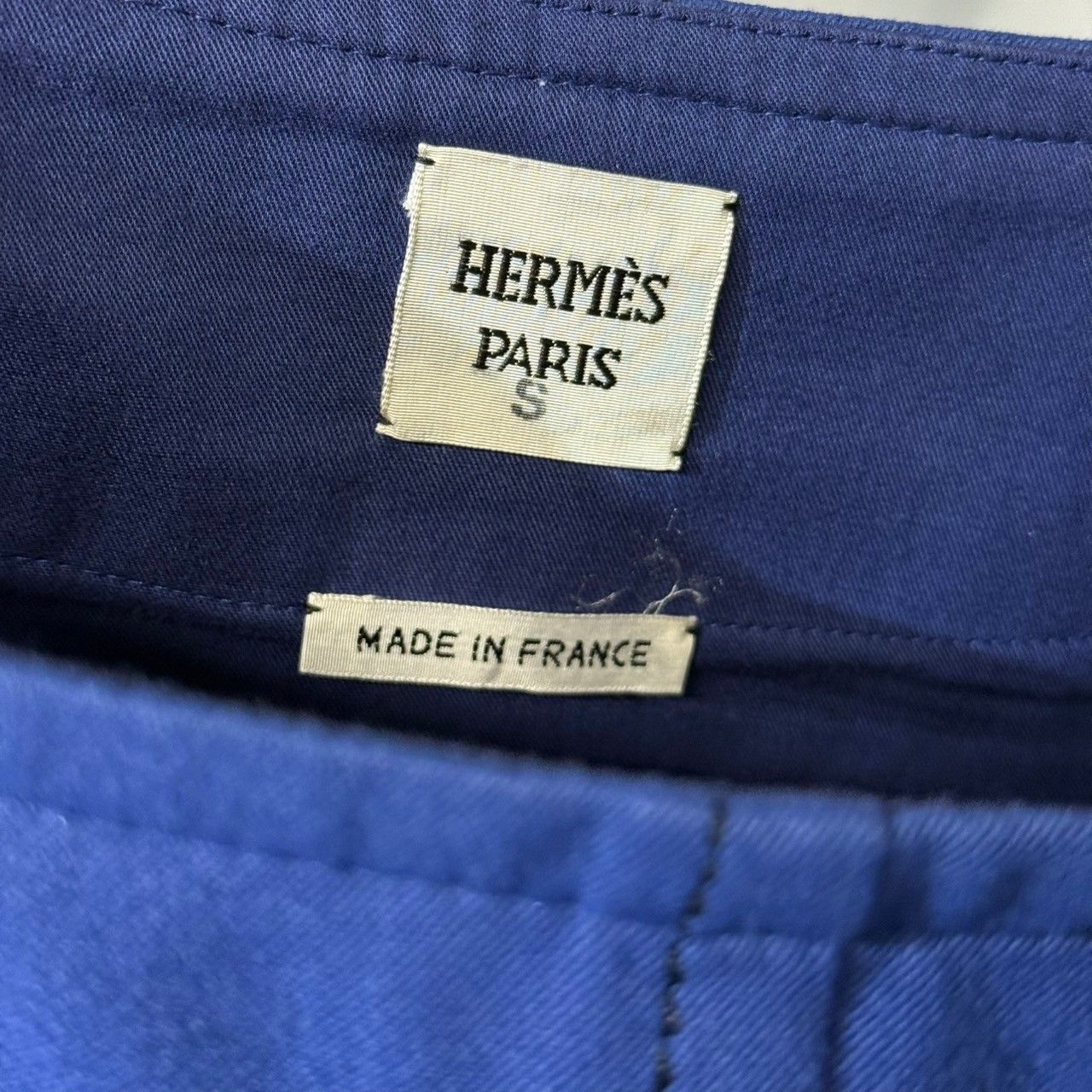 HERMES エルメス セリエボタンコットンフレアスカート 34 ブルー