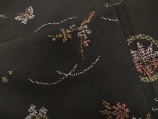 平和屋着物○本場大島紬 9マルキ 舞花文 安原絹織物謹製 証紙付き 正絹