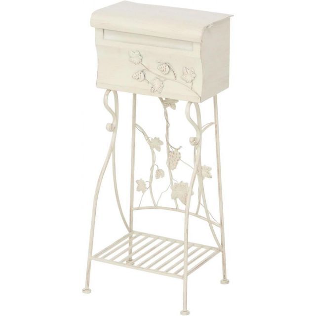 不二貿易 郵便ポスト 置き型 ホワイト グレープ 郵便受け ポスト メールボックス 棚付き 38175