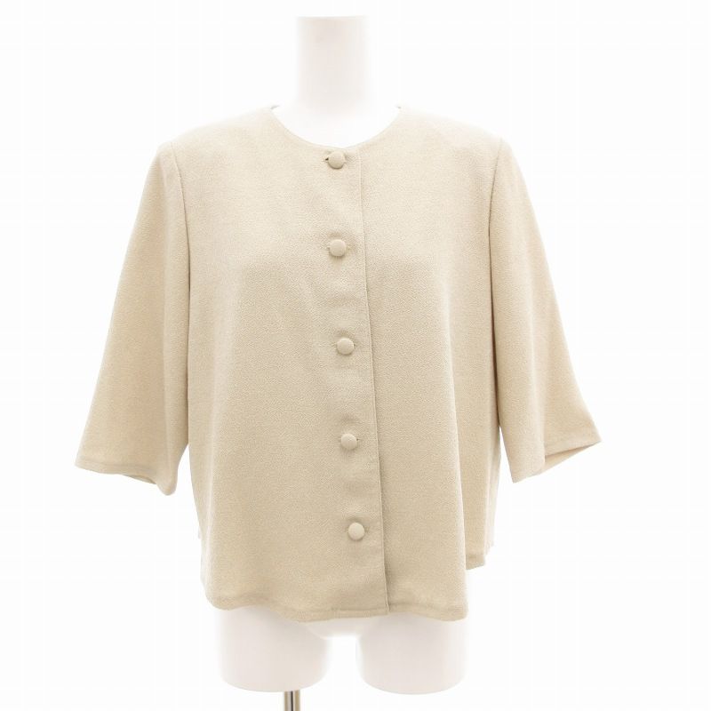 詩仙堂☆タムラヒトシ　金タグ　長袖ノーカラージャケット　洗える縮緬　新品未使用‼️ 詩仙堂 ヒトシタムラコレクション ノーカラージャケット 詩仙堂 ヒトシ