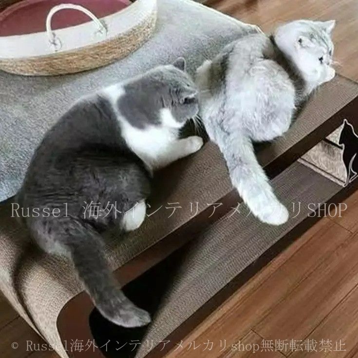 猫用スクラッチャー 超耐久性 波形 段ボール製 複数の猫に最適 インタラクティブ ブラウン シンプル 多頭飼い 長持ち ねこ 猫 ネコ 4-7