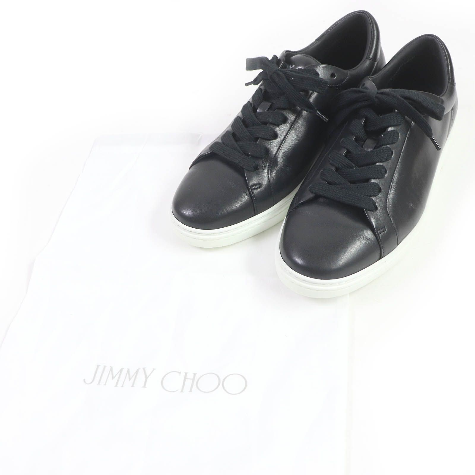 美品□JIMMY CHOO ジミーチュウ KAI/M レザー ロゴ型押し レースアップ ローカットスニーカー ブラック 41 保存袋付き  メンズオススメ◎ - メルカリ