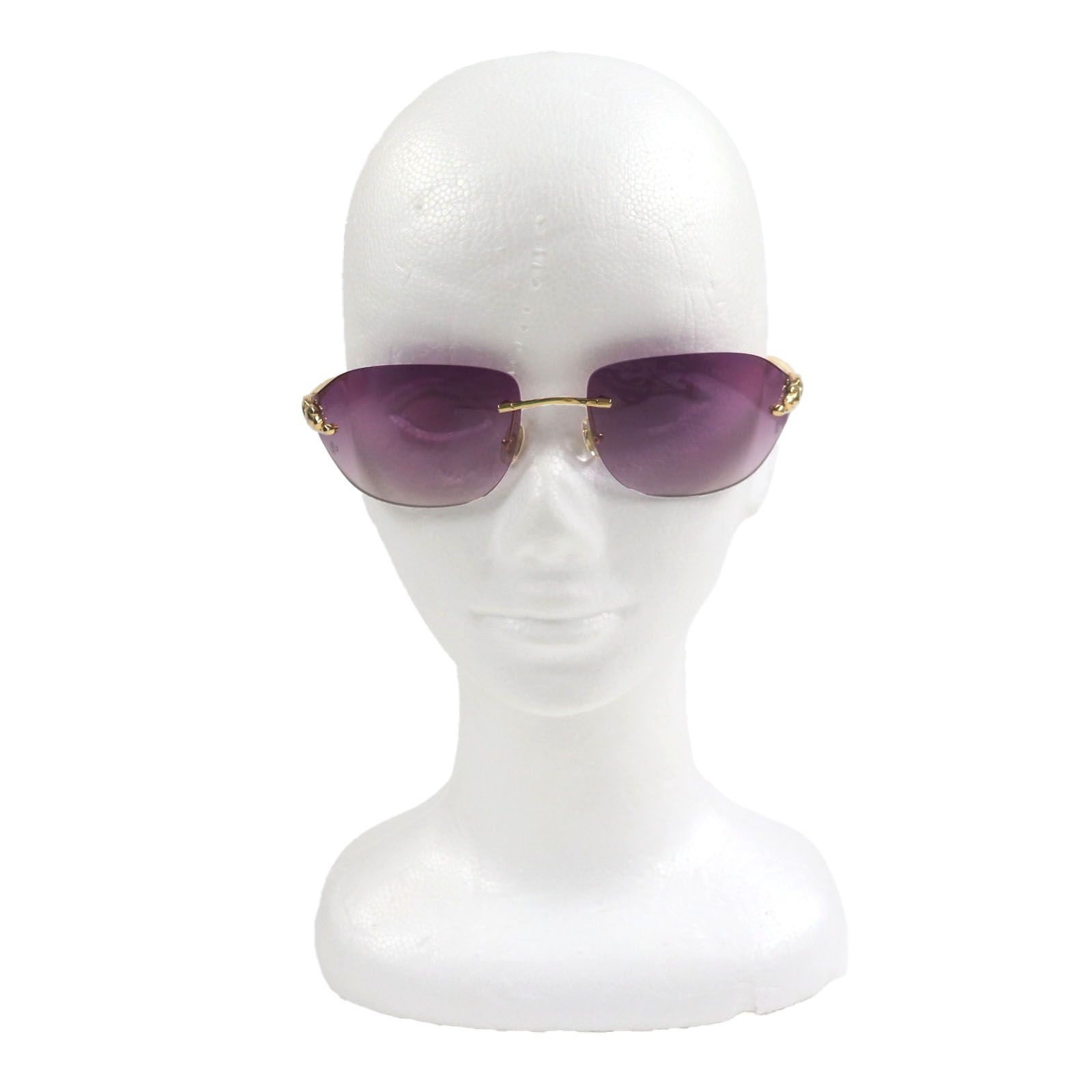 極美品 Cartier カルティエ パンテール ゴールド パープル サングラス