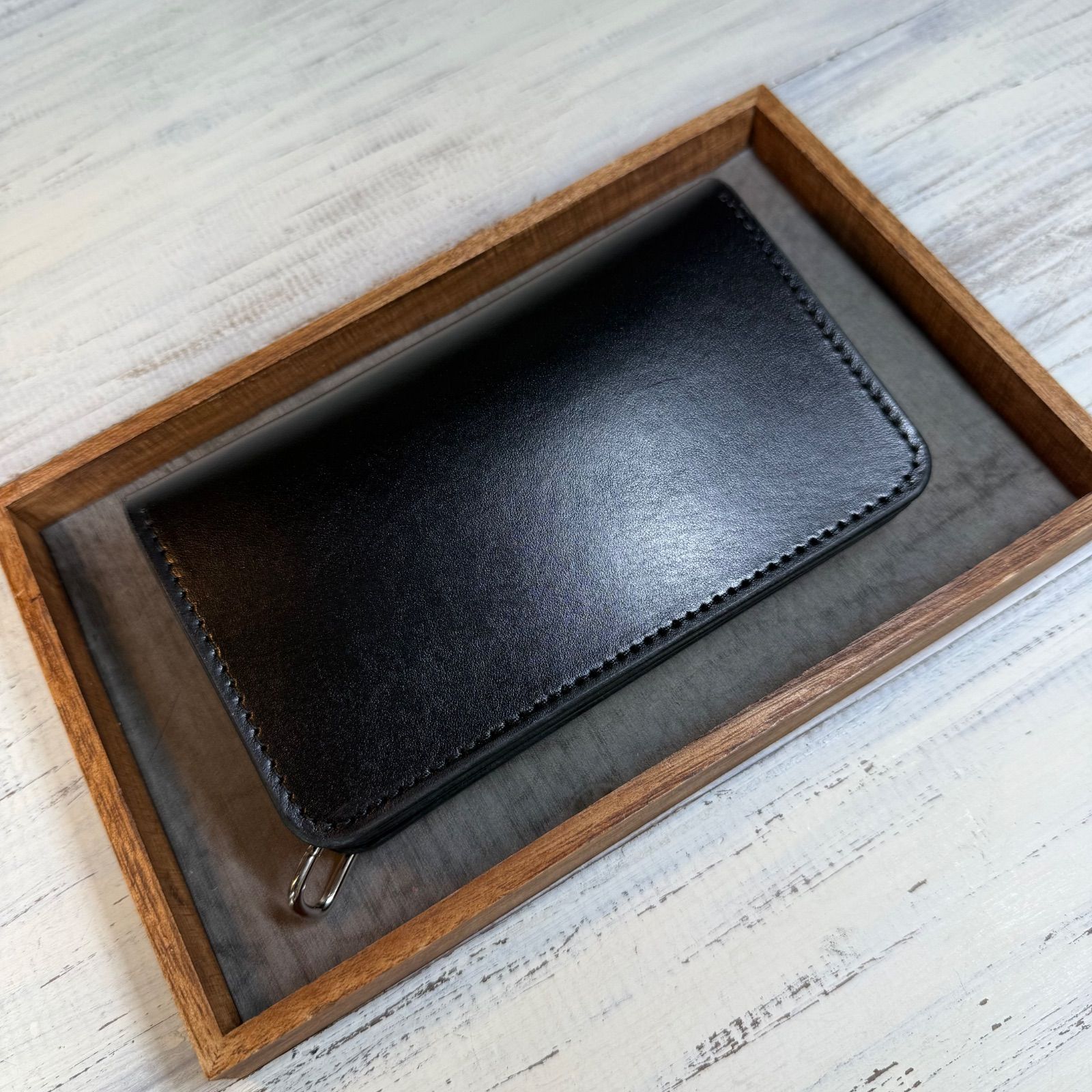【トラッカーウォレットミドル 3層】ブラック 北米 茶芯 シルバー YKK トラッカーウォレット ミドル 3層】ブラック 北米 茶芯 シルバー YKK