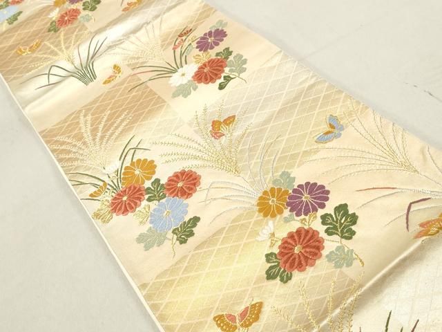 平和屋着物◎六通柄袋帯 花丸文 金糸 引箔 正絹 逸品 AAAE2328Bfw