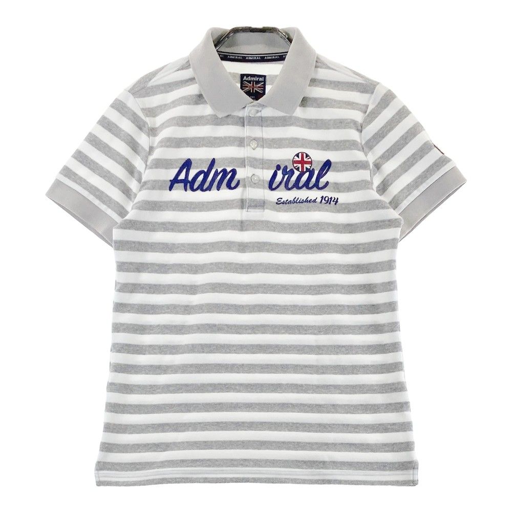 サイズ：M ADMIRAL アドミラル  パイル地 半袖ポロシャツ ボーダー柄 グレー系 [240101314448]# ゴルフウェア メンズ ストスト