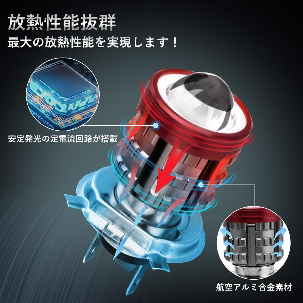 新品 Futwod バイク ヘッドライト LED H4 高輝度 レンズ発光 バイク用ヘッドライト HI/LO切替 2色 ホワイト イエロー バイクライト デビルアイLEDバイクランプ 一体型 フラッシュライト LEDバルブ DC12V 1500LM 6500K