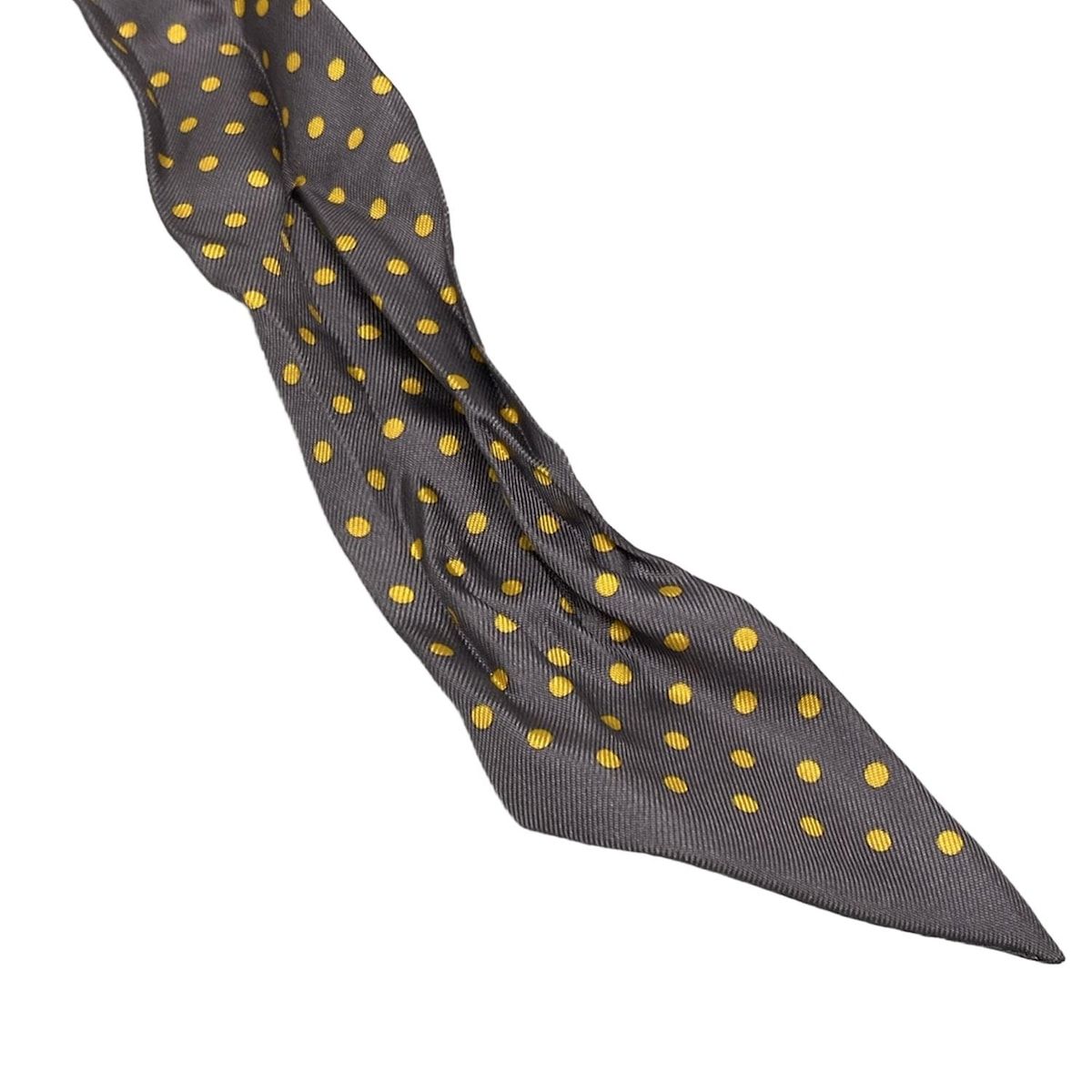 HERMES(エルメス) スカーフ美品 ツイリー グレー×黒×オレンジ リボン  