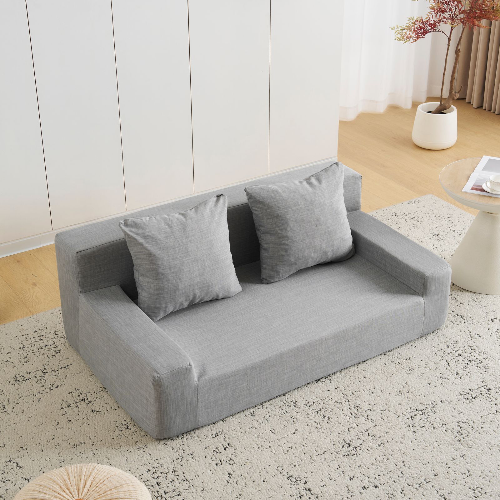 2人掛けソファベッド 組立て不要 フロアソファ コンパクト ローソファ